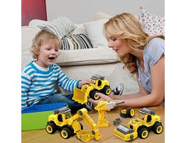 Fisca Take Apart Toys with Electric Drill Remote Control 3 in 1 Construction Vehicles Set STEM Building Toy for Kids Age 3 4 5 6 and Up Year Old