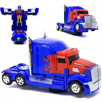 Haktoys ATS Battery Operated Bump-n-Go Action Transforming Robot Truck Changes Direction On Contact Flashing Lights Toy for Toddlers & Kids