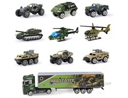 Jenilily Army Toys Cars for Boys Tank Military Truck Vehicle Mini Car Toy Carrier Truck Set Green 11 in 1