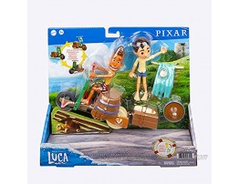 Mattel Disney and Pixar Luca Scooter Build & Crash Pack with Luca Paguro & Alberto Scorfano Posable Action Figures & 6 Swappable Scooter Pieces Gift for Kids Ages 3 Years & Older